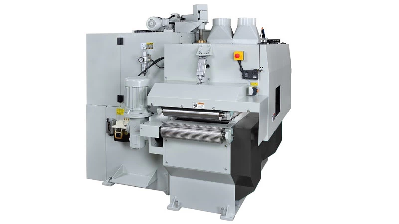 MRS-450 Multiple Rip Saw rear view, highlighting feed system and motor components for smooth operation.